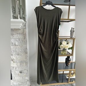 Mango Olive Maxi Fitted Dress